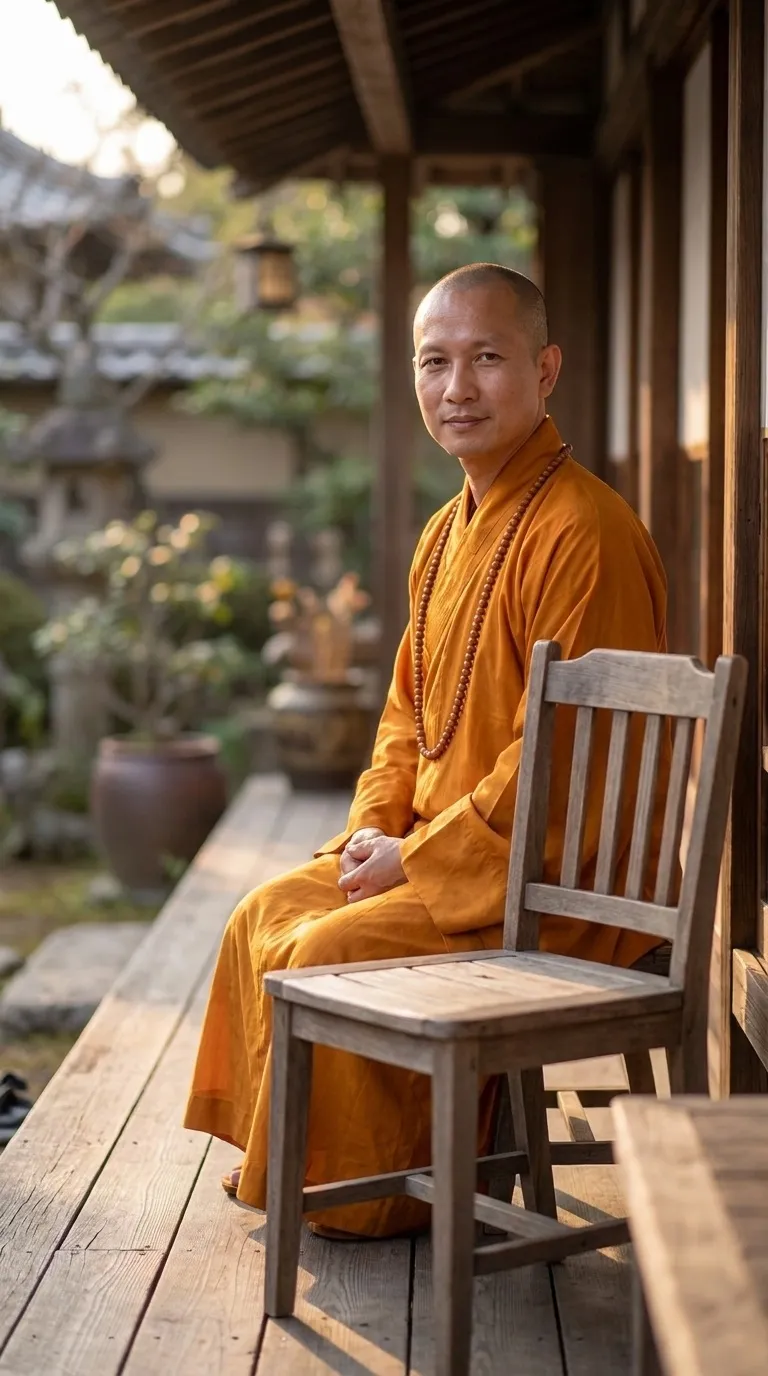 An old winter coat resting on a chair in candlelight, from the Ageless Monk story about grief and a father's unspoken love